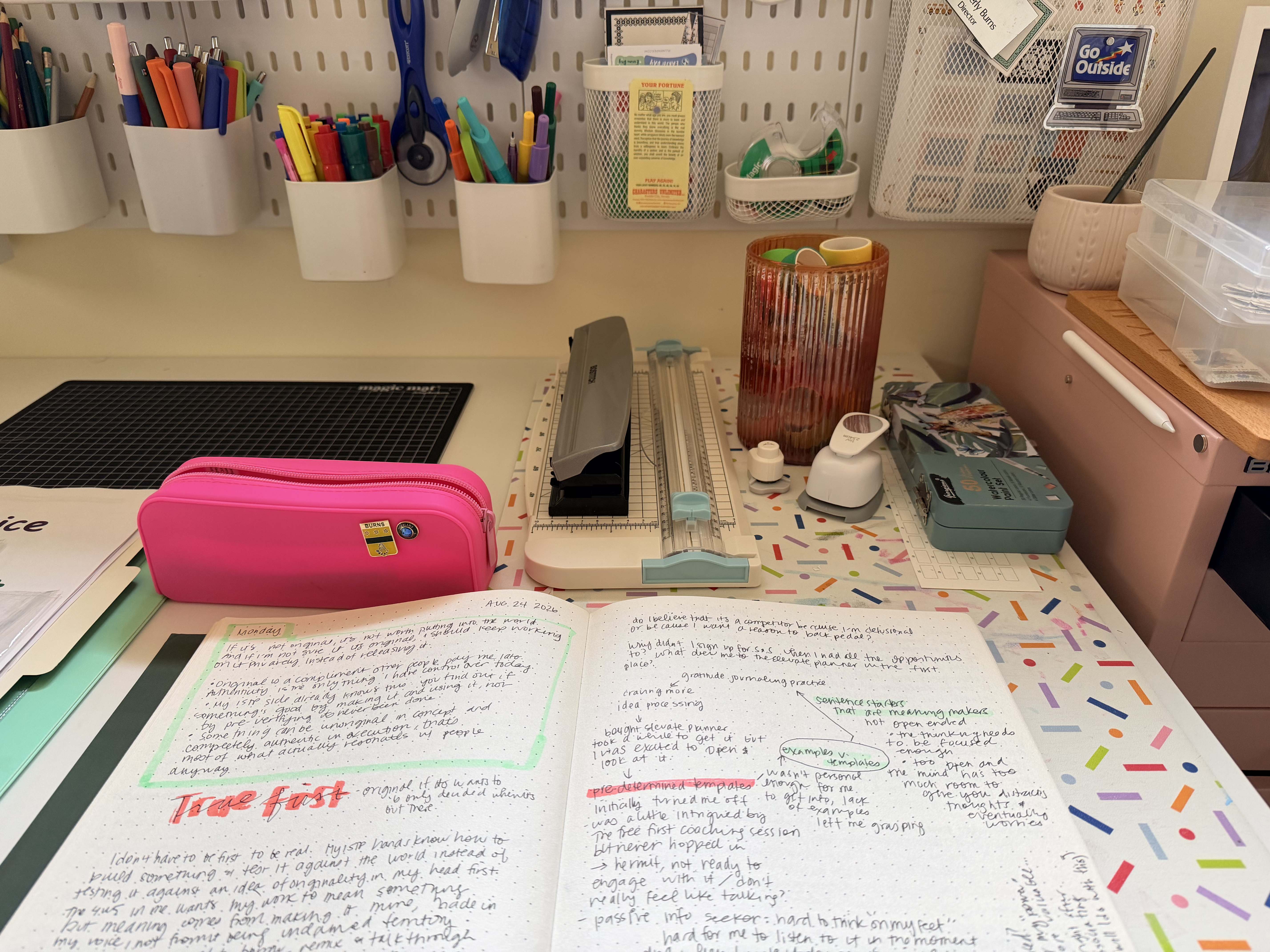 Mini journal pages with handwritten notes